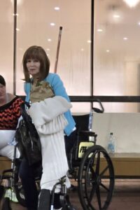 71 yoa Mom in a wheelchair being assisted and picked up at Palm Beach International Airport after visiting Brad in Virginia.